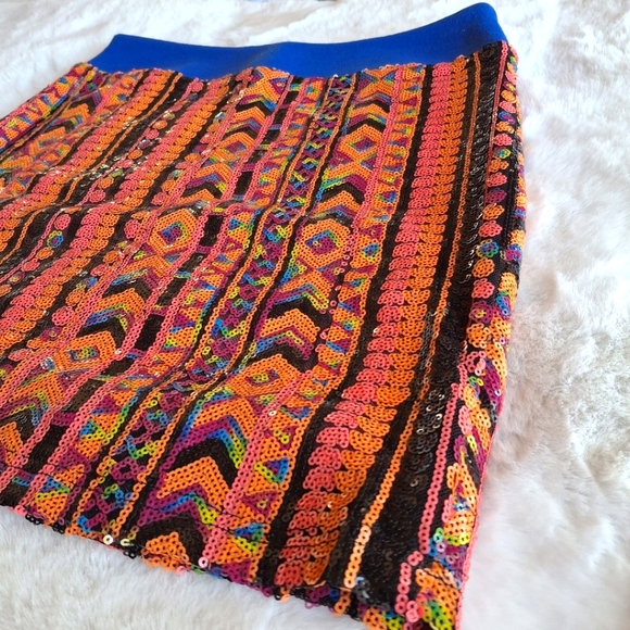 Urban Outfitters I. Image Festive Neon Sequined Skirt Small - Picture 5 of 9